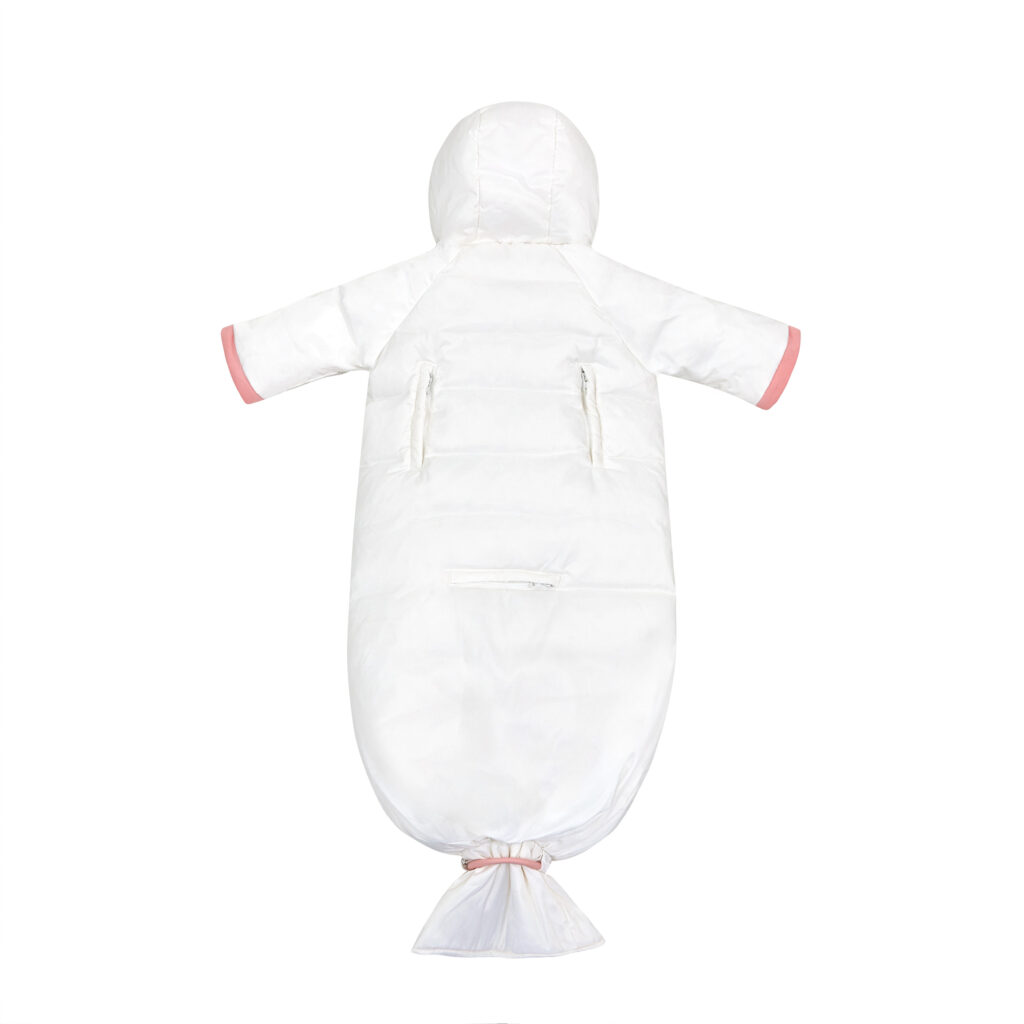 Light pink/white baby down snowsuit MuffKids