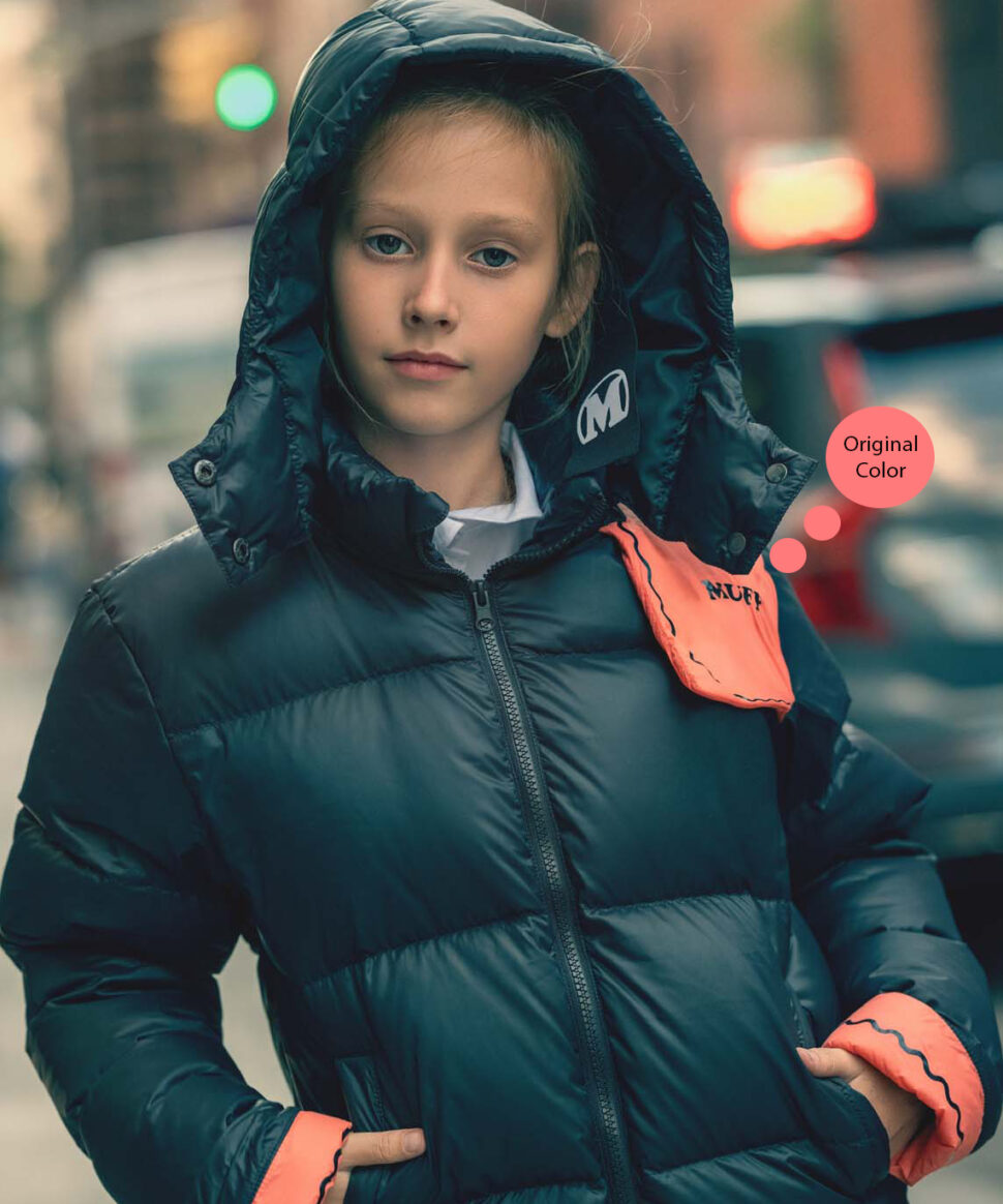 Coral Block Design Down Coat